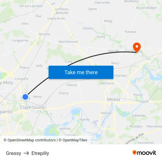 Gressy to Etrepilly map
