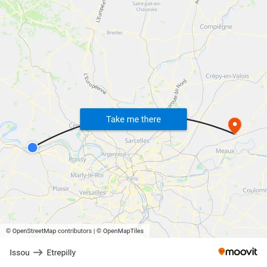 Issou to Etrepilly map