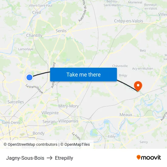 Jagny-Sous-Bois to Etrepilly map