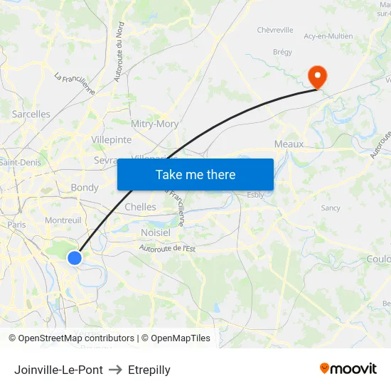Joinville-Le-Pont to Etrepilly map