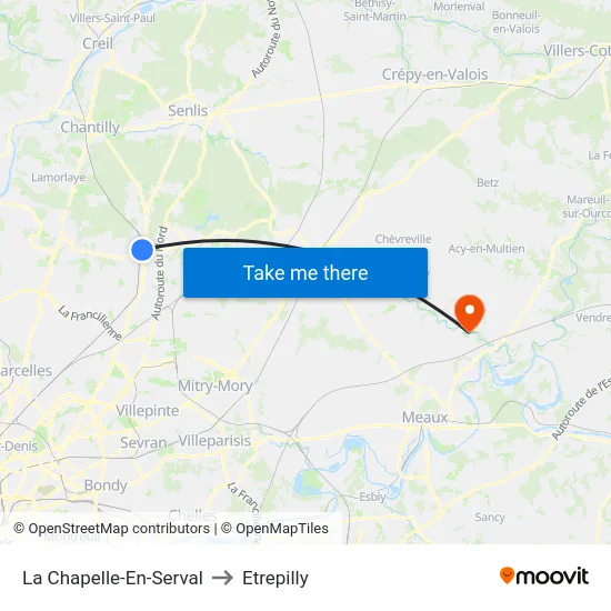 La Chapelle-En-Serval to Etrepilly map