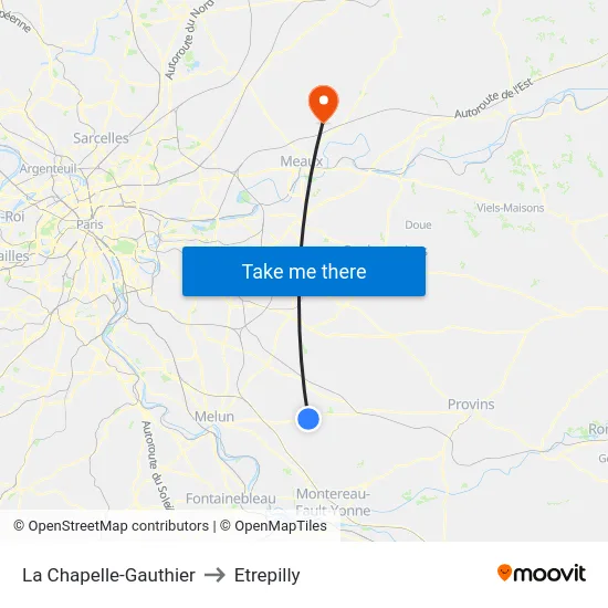 La Chapelle-Gauthier to Etrepilly map