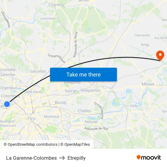 La Garenne-Colombes to Etrepilly map
