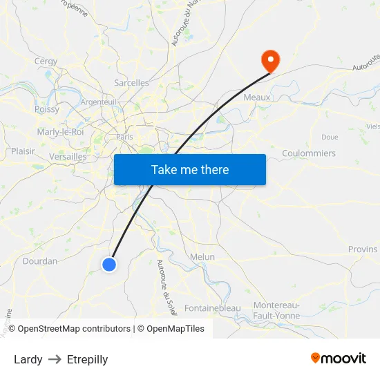 Lardy to Etrepilly map