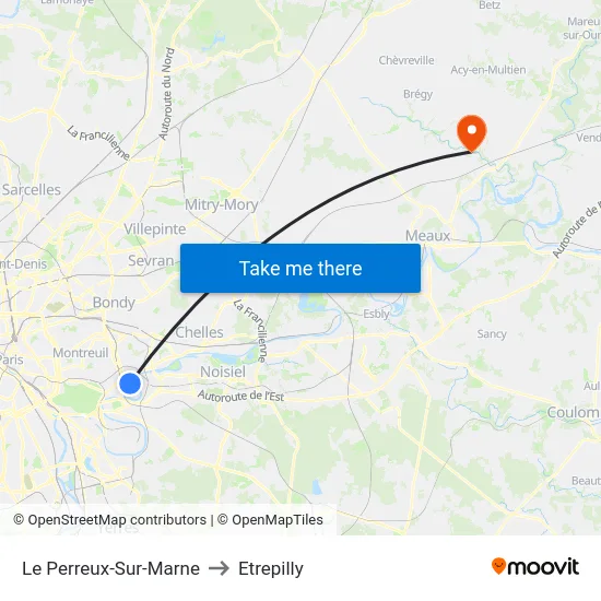 Le Perreux-Sur-Marne to Etrepilly map