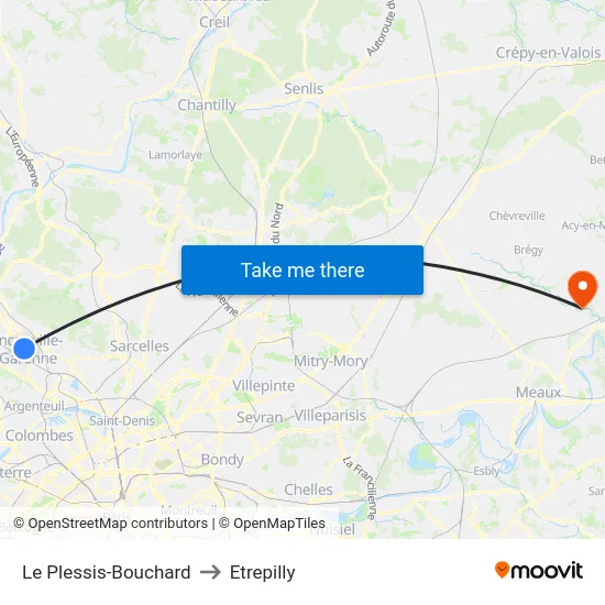 Le Plessis-Bouchard to Etrepilly map