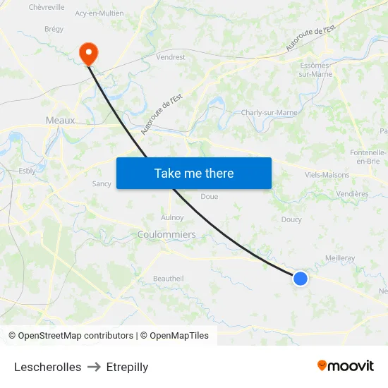 Lescherolles to Etrepilly map