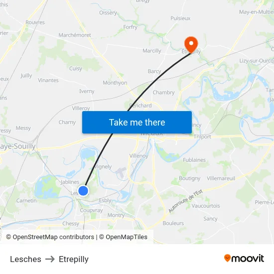 Lesches to Etrepilly map