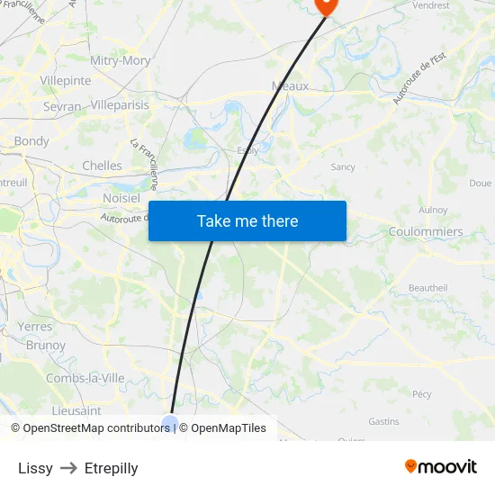 Lissy to Etrepilly map
