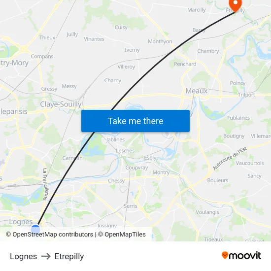 Lognes to Etrepilly map