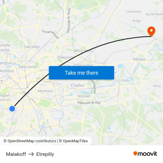 Malakoff to Etrepilly map