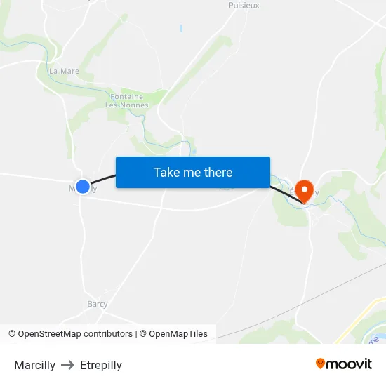 Marcilly to Etrepilly map