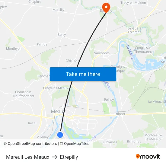 Mareuil-Les-Meaux to Etrepilly map