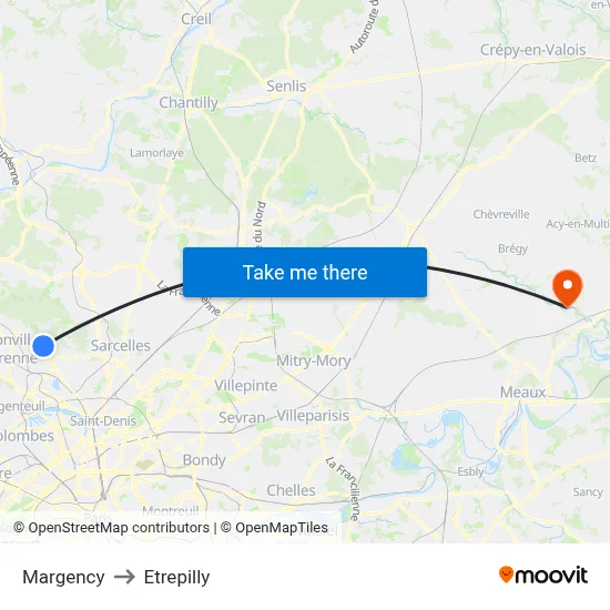 Margency to Etrepilly map