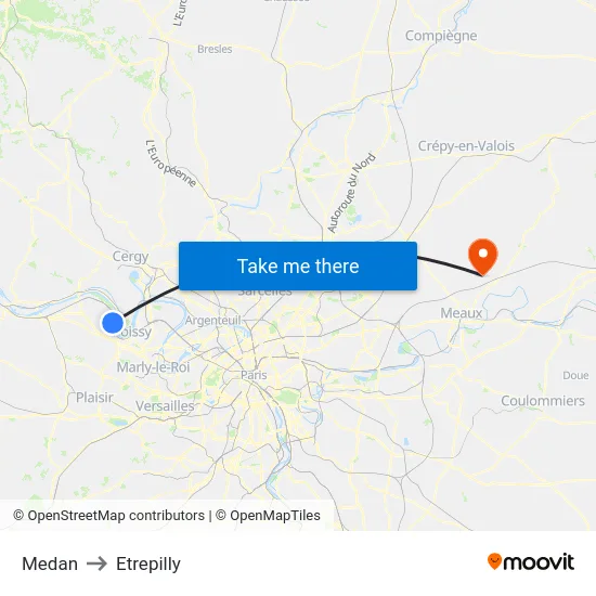 Medan to Etrepilly map