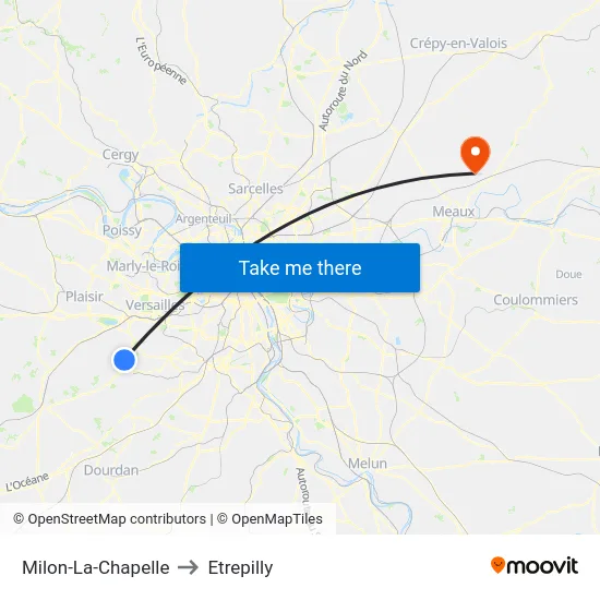 Milon-La-Chapelle to Etrepilly map