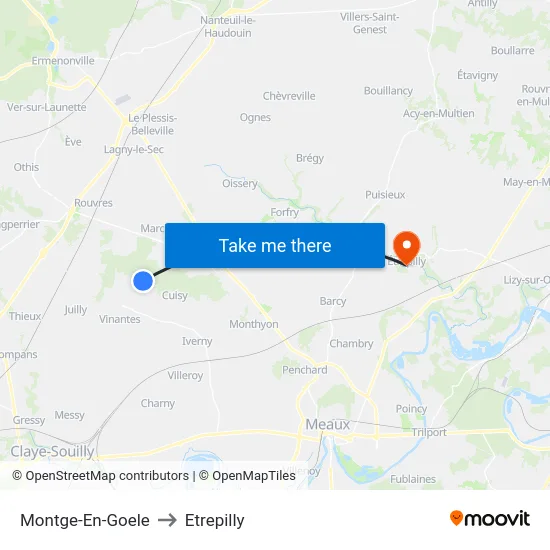 Montge-En-Goele to Etrepilly map