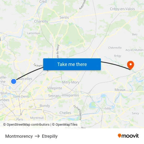 Montmorency to Etrepilly map