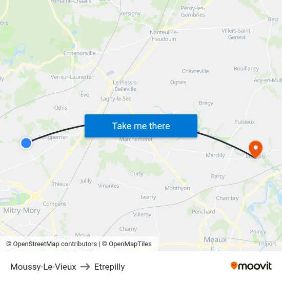 Moussy-Le-Vieux to Etrepilly map