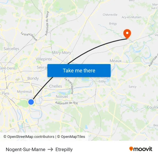Nogent-Sur-Marne to Etrepilly map