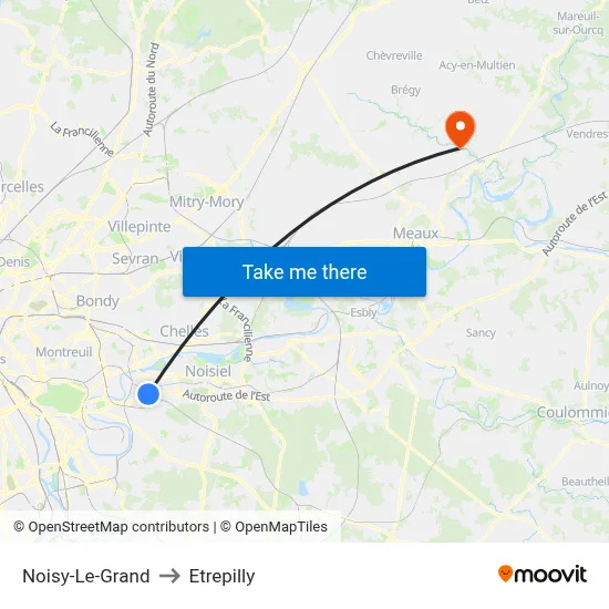 Noisy-Le-Grand to Etrepilly map