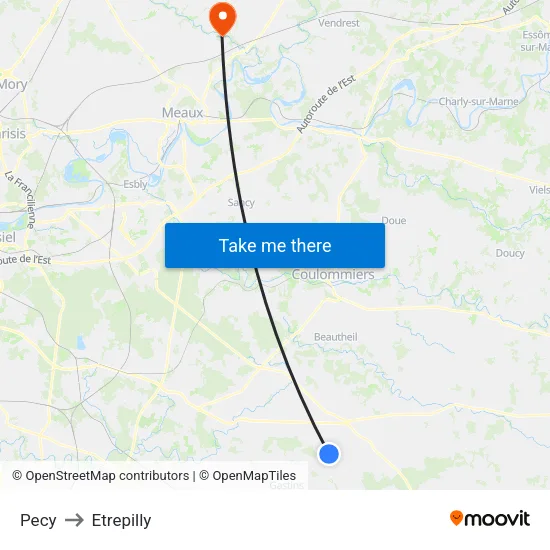 Pecy to Etrepilly map