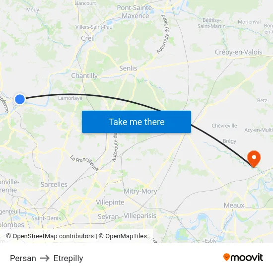 Persan to Etrepilly map