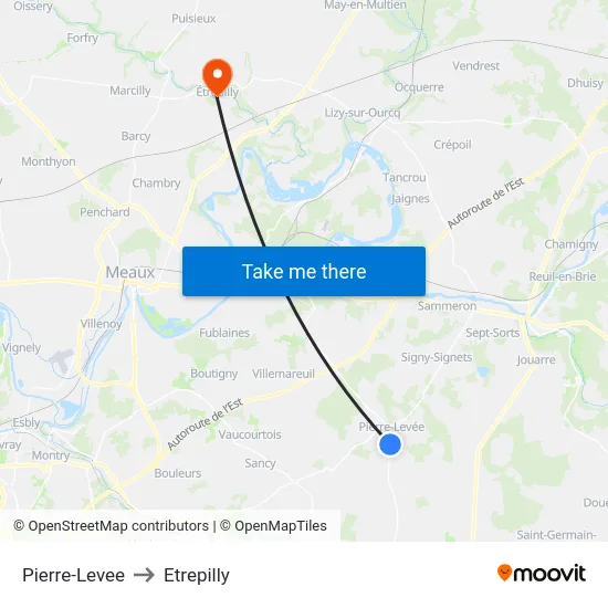 Pierre-Levee to Etrepilly map