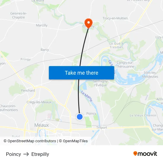 Poincy to Etrepilly map