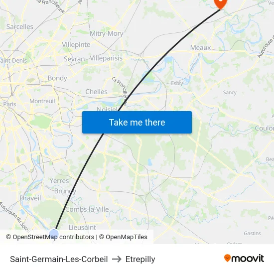 Saint-Germain-Les-Corbeil to Etrepilly map