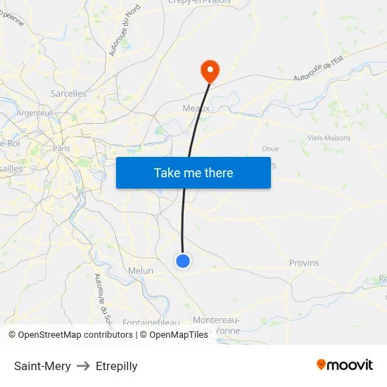 Saint-Mery to Etrepilly map