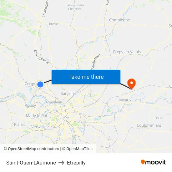Saint-Ouen-L'Aumone to Etrepilly map