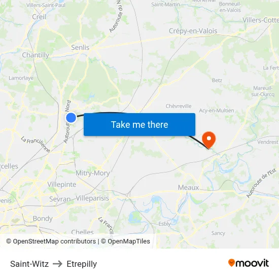 Saint-Witz to Etrepilly map