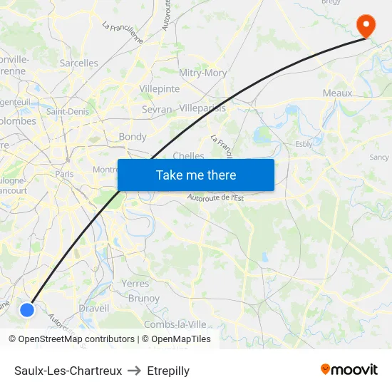 Saulx-Les-Chartreux to Etrepilly map