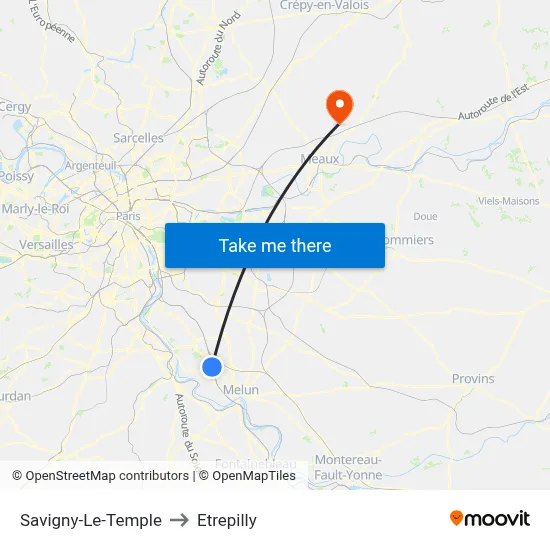 Savigny-Le-Temple to Etrepilly map