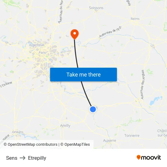 Sens to Etrepilly map