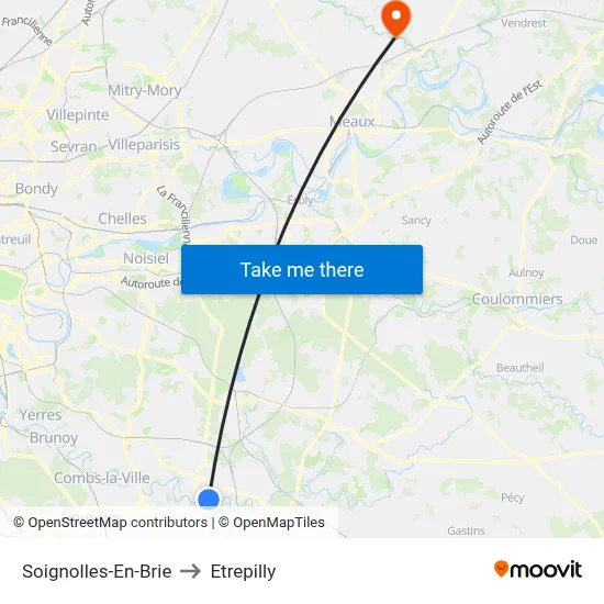 Soignolles-En-Brie to Etrepilly map