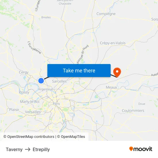 Taverny to Etrepilly map