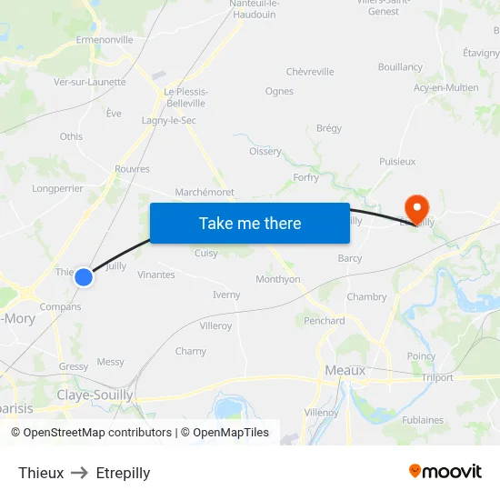 Thieux to Etrepilly map
