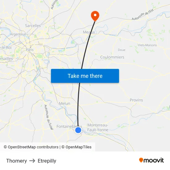 Thomery to Etrepilly map
