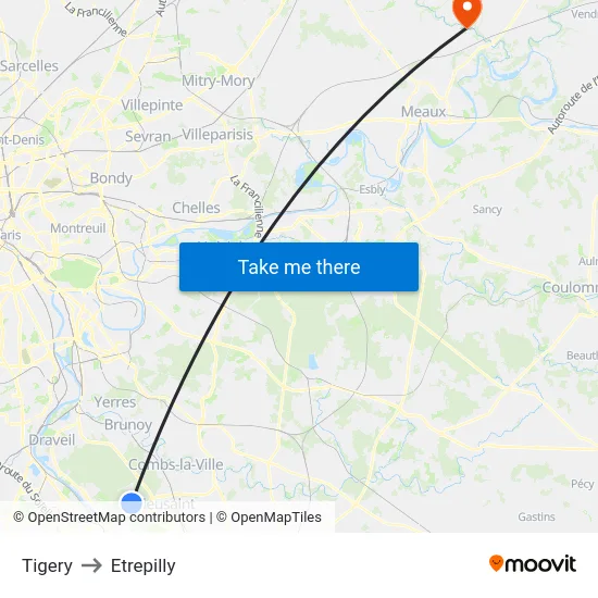 Tigery to Etrepilly map