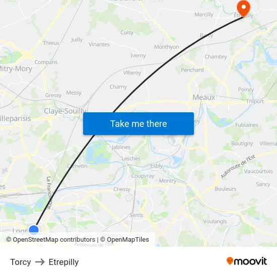 Torcy to Etrepilly map