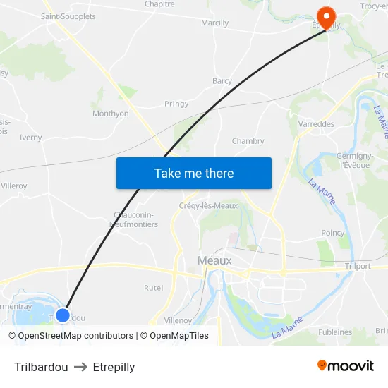 Trilbardou to Etrepilly map