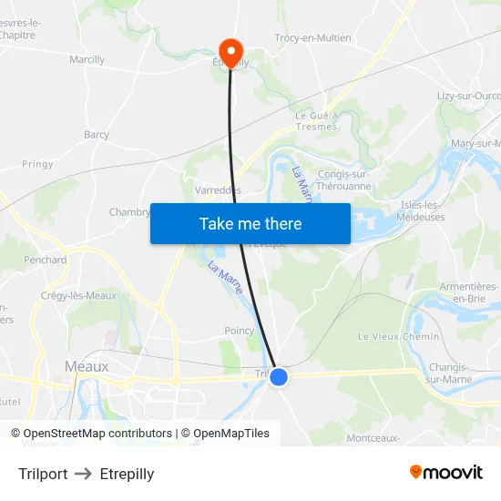 Trilport to Etrepilly map