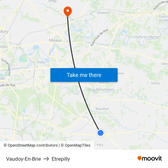 Vaudoy-En-Brie to Etrepilly map