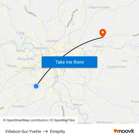 Villebon-Sur-Yvette to Etrepilly map
