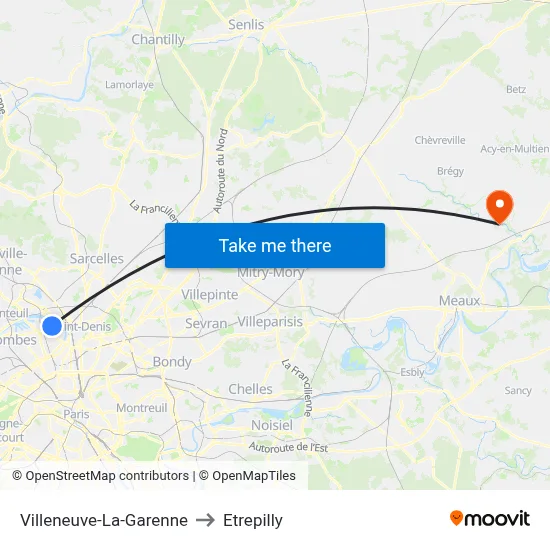 Villeneuve-La-Garenne to Etrepilly map