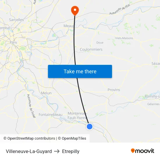Villeneuve-La-Guyard to Etrepilly map