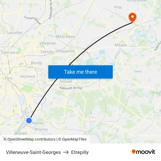 Villeneuve-Saint-Georges to Etrepilly map