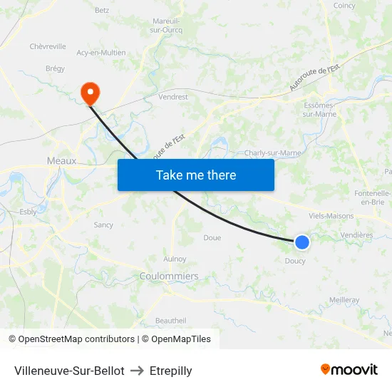 Villeneuve-Sur-Bellot to Etrepilly map